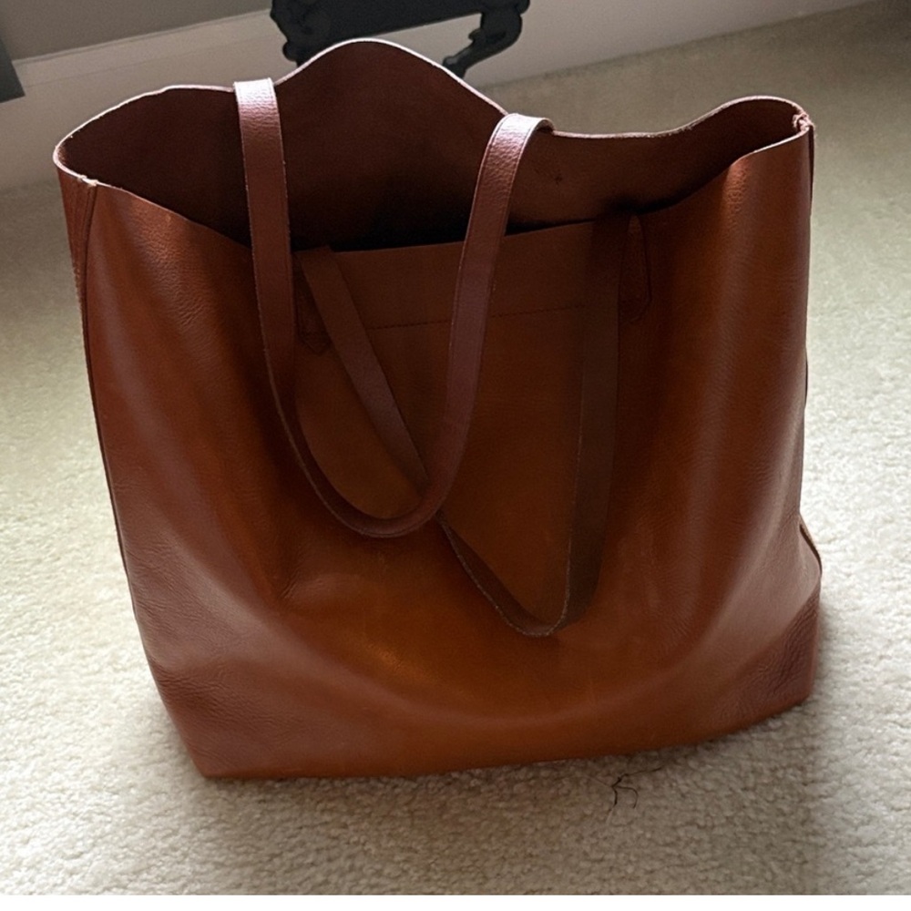 Madewell Brown Leather Transport Tote with Zip Detail - Picture 11 of 11
